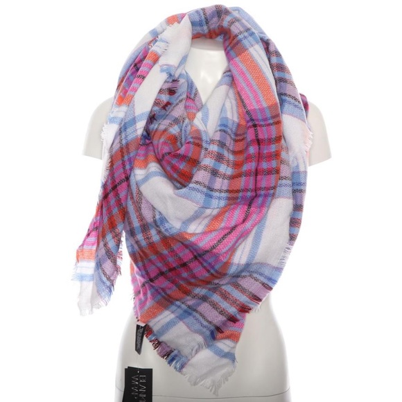 INC International Concepts Accessories - 4/$25 INC Colorful Plaid Blanket Wrap Scarf NEW